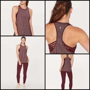 Lululemon Extra Mile 2 In 1 Tank Heathered Garnet / Garnet Athleisure Workout 4